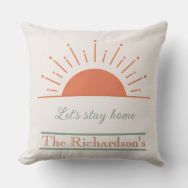 Boho Cream Let's Stay Home Almohada Diseño Amanece
