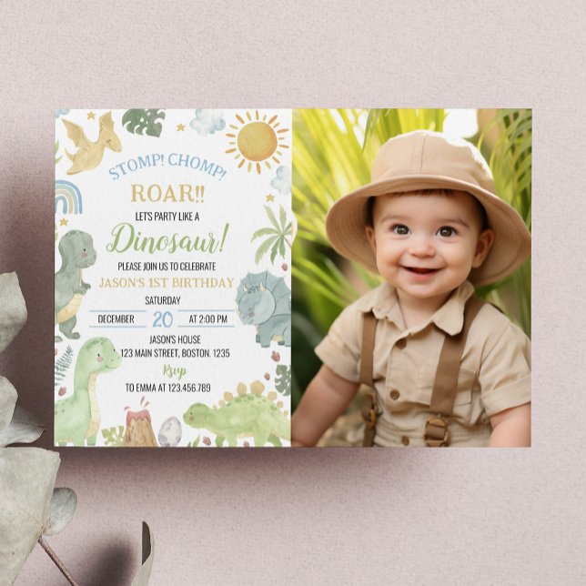 Boho Cute Dinosaurs Boy Invitación al cumpleaños (Subido por el creador)