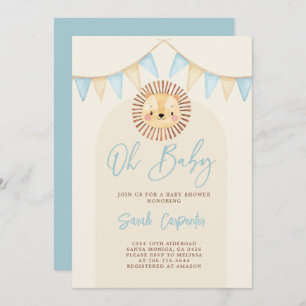 Boho Cute Lion Invitación de un chico de Baby Show