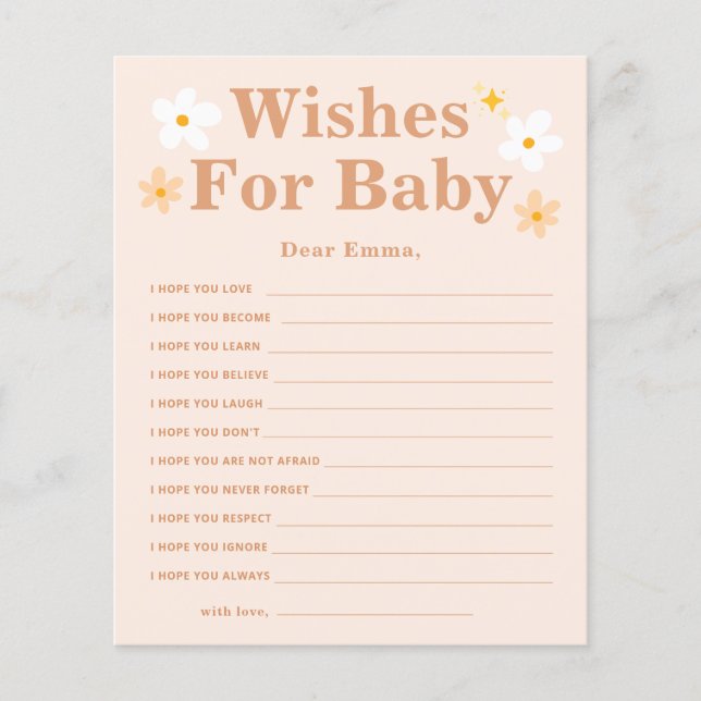 Boho Daisy desea tarjetas de consejos para bebés (Anverso)