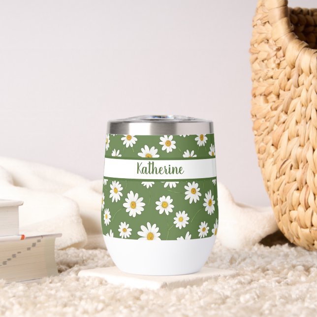 Boho Daisy Estampado Floral Verde (Sala de estar (girada))