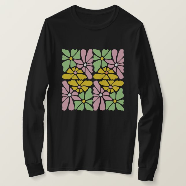 Boho Daisy Flower - Camiseta con retro floral (Anverso del diseño)