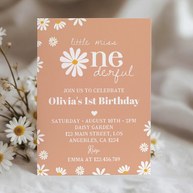 Boho Daisy Invitación de primer cumpleaños (Subido por el creador)