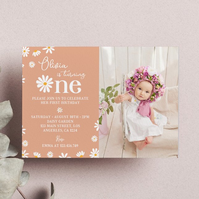 Boho Daisy Invitación de primer cumpleaños (Subido por el creador)