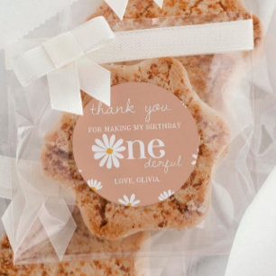 Boho Daisy Pegatinas de primer cumpleaños