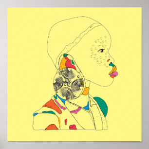 Boho de arte de la línea chica africana