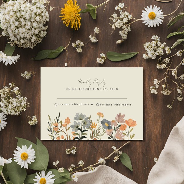 Boho de Flor Silvestre Boda Caída RSVP (Wildflower Boho Fall Wedding RSVP)