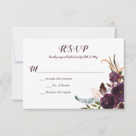 Boho de Floral Púrpura Oscura Boda Caída RSVP