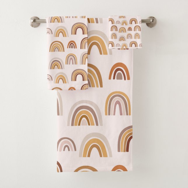 Boho Deert Rainbow Abstract Arch Pattern Taupe (In situ)