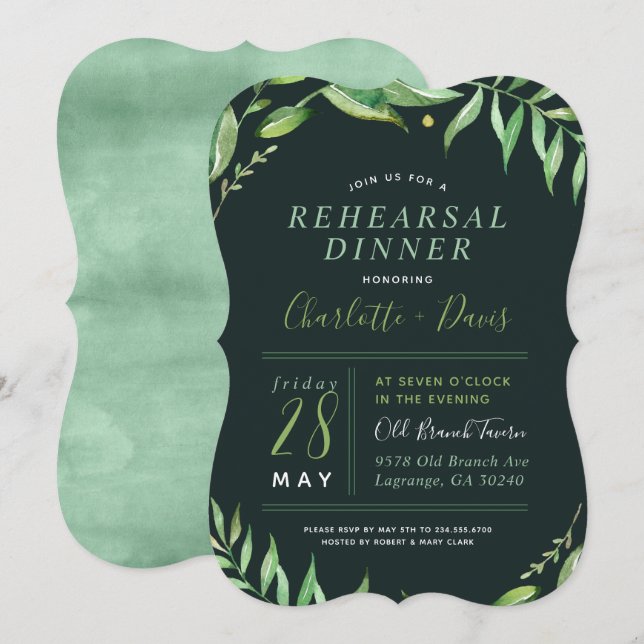 Boho deja invitación a la cena de ensayo (Anverso / Reverso)