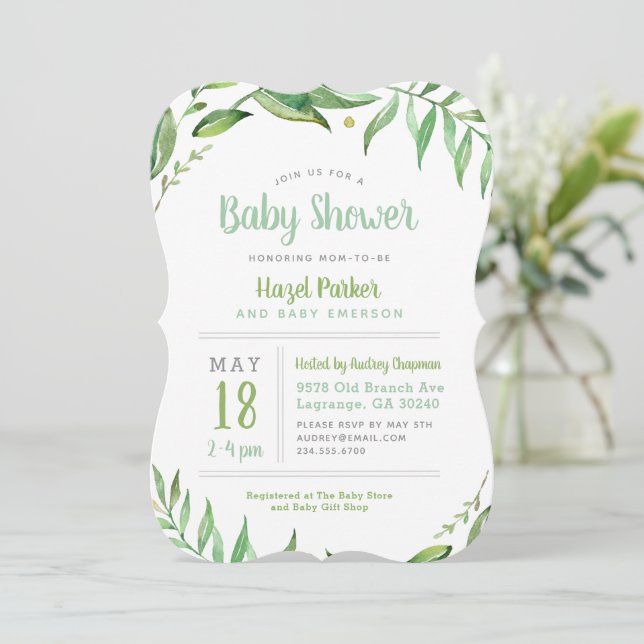 Boho deja la invitación de Baby Shower (Anverso de pie)