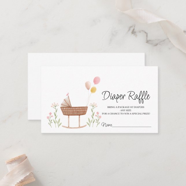 Boho Diaper Raffle Tarjeta de inscripción para jue (Anverso/Reverso In Situ)