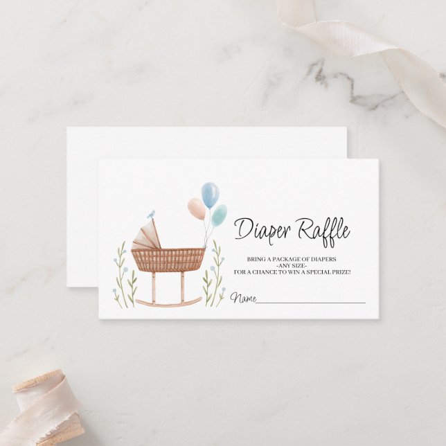 Boho Diaper Raffle Tarjeta de inscripción para jue (Anverso/Reverso In Situ)
