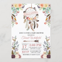 Boho Dream Catcher Dusky Invitación Baby Shower