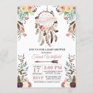 Boho Dream Catcher Dusky Invitación Baby Shower