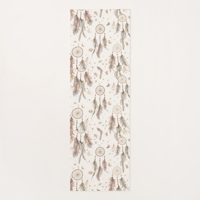 Boho Dream Catcher Yoga Mat Ethereal Feathers (Reverso)