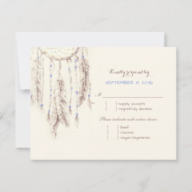 Boho Dreamcatcher Comal Choice Wedding RSVP (Anverso)
