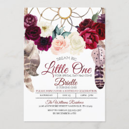 Boho Dreamcatcher Little One Birday Invitación