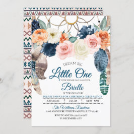 Boho Dreamcatcher Little One Birday Invitación