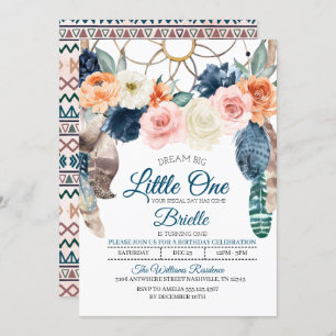 Boho Dreamcatcher Little One Birday Invitación