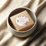 Boho Dried Palm deja al Pegatina Boda Square<br><div class="desc">El ramo de boho de hojas de palma secas y flores blancas.</div>