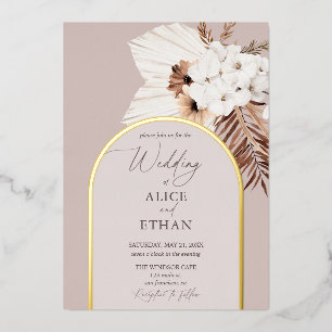 Boho Dried Palm deja invitación al Relieve metaliz