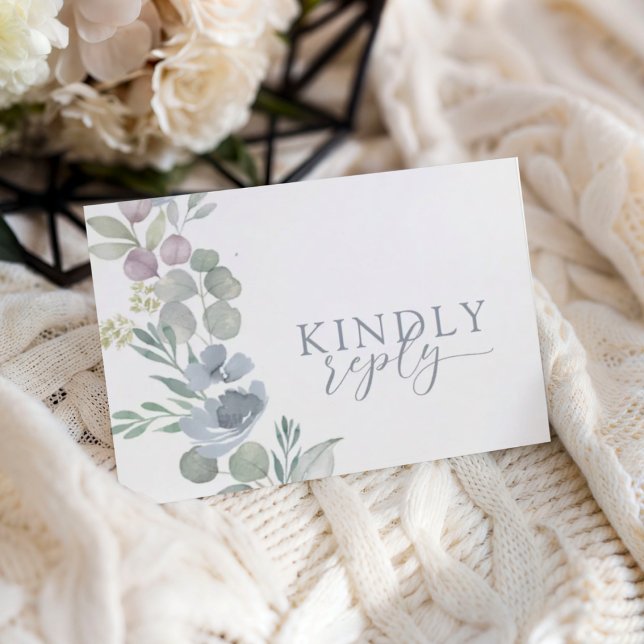 Boho Dusty Blue Floral RSVP Wedding  (Subido por el creador)