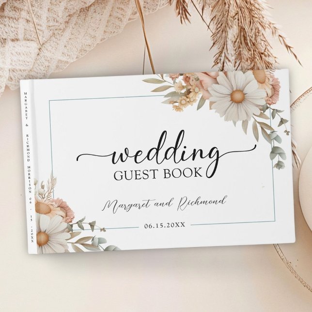 Boho Dusty Rosa Boda Floral Libro de invitados (Subido por el creador)