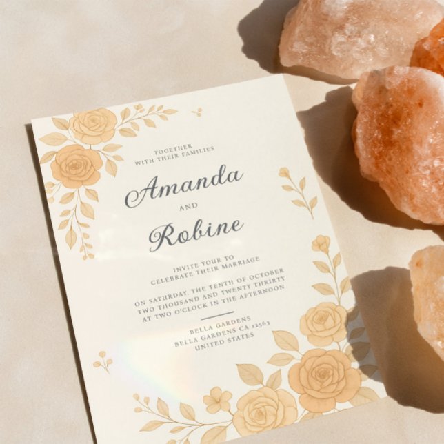 Boho Elegant Earth Tone Floral Wedding Invitación (Subido por el creador)