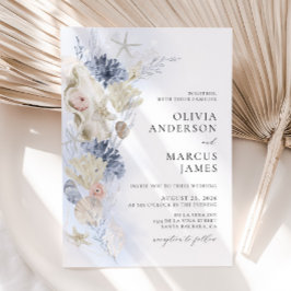Boho Elegant En La Invitación A La Boda Azul De La