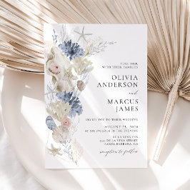 Boho Elegant En La Invitación A La Boda Azul De La
