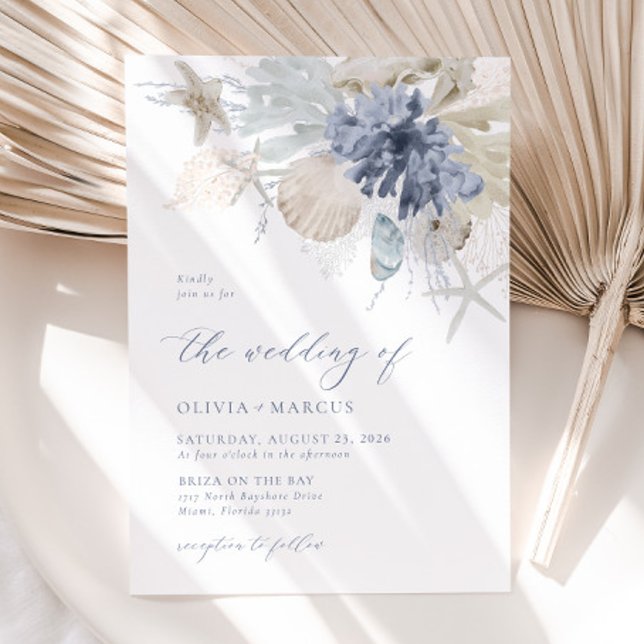 Boho Elegant En La Invitación A La Boda Azul De La (Front)