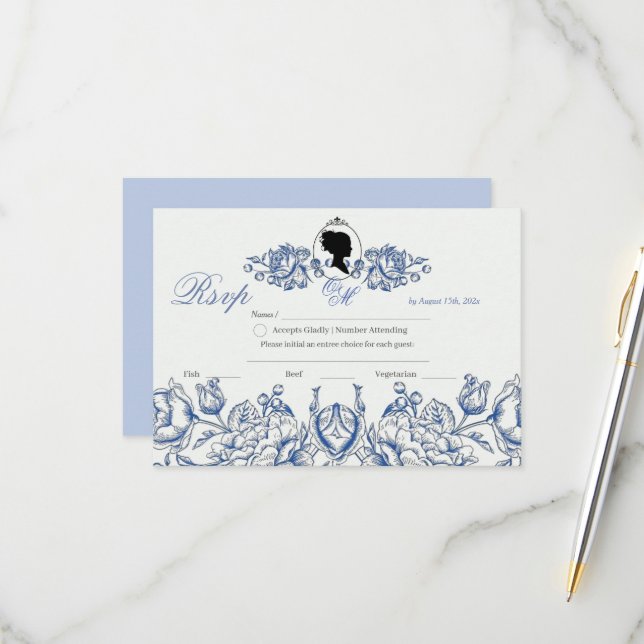 Boho Elegant Garden Flora Dusty Blue RSVP (Anverso/Reverso In Situ)