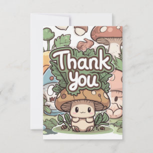 Boho Elegant Mushroom Tarjeta de agradecimiento