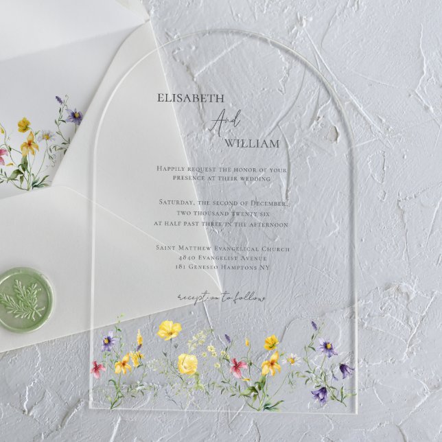 Boho Elegant Wildflowers Invitación a la boda de f (Subido por el creador)