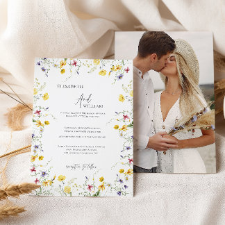 Boho Elegant Wildflowers Invitación a la boda de f