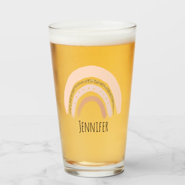 Boho elegante arcoiris rosa y dorado (Anverso (lleno))