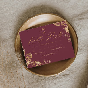 Boho elegante Tarjeta RSVP de Boda de Otoño de B