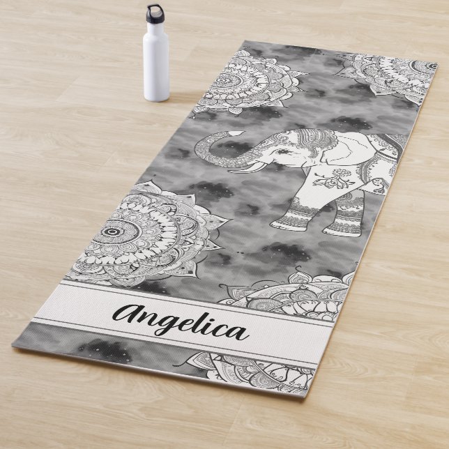Boho Elephant Mandala Yoga Mat (In situ)