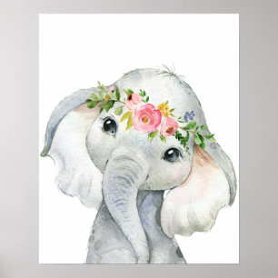 Boho Elephant Wall Art Impresión Nursera de acuare