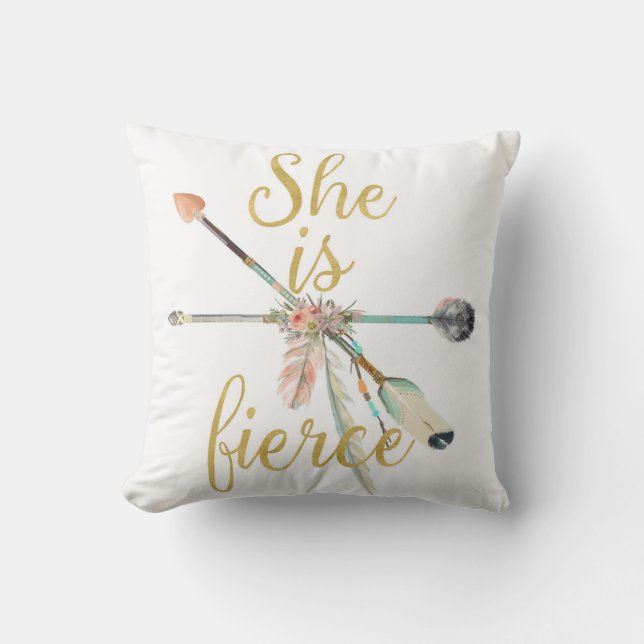 Boho ella es almohada tribal del cuarto de niños (Anverso)