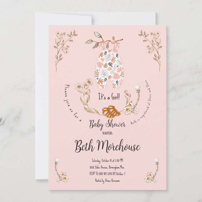 Boho es una invitación Chica a Baby Shower (Anverso)
