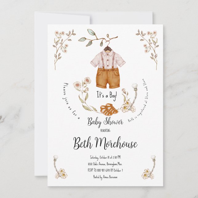 Boho es una invitación de un chico en Baby Shower (Anverso)