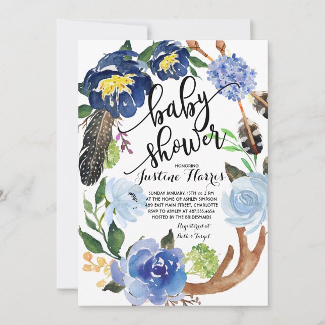 Boho está entusiasmado con la invitación de Baby S (Anverso)