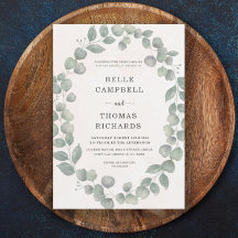 Boho Eucalyputus Sage & Naranja Wedding Invitación