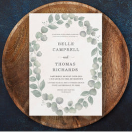 Boho Eucalyputus Sage & Naranja Wedding Invitación