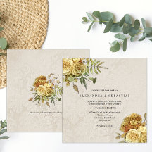 Boho Faded Yellow Roses Country Wedding