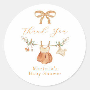 Boho Fall Baby Shower Calcomanía de agradecimiento