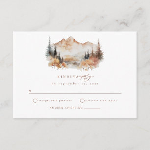 Boho Fall Mountain Wedding RSVP Tarjeta de Gabinet