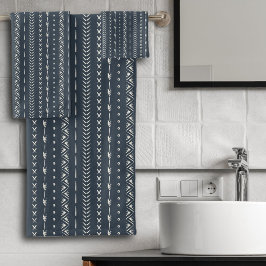 Boho Farmhouse Flecha Raya Geométrico Azul Oscuro